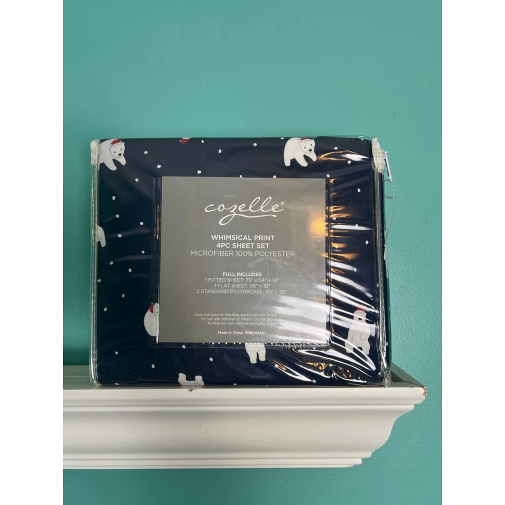 Cozelle Whimsical Polar Bear Print 4-Piece Sheet Set Full Size Microfiber NWT